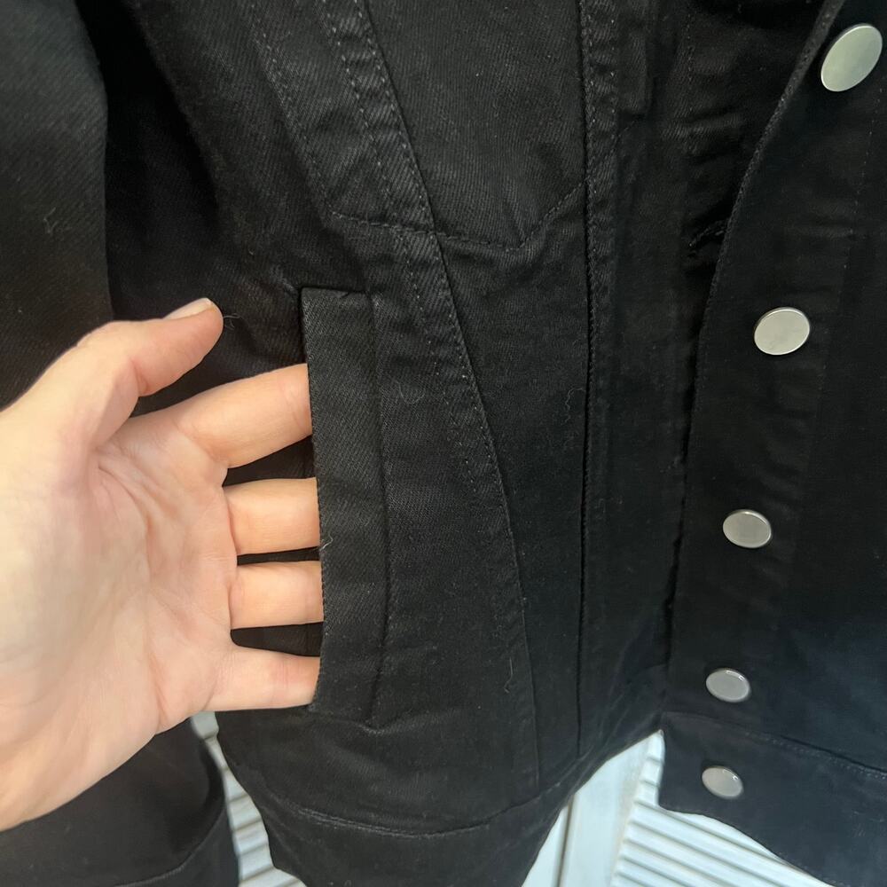 BLDWN XS Rowan Rigid Denim Jacket Carbon Black Silver Buttons Moto USA Made - Picture 11 of 15